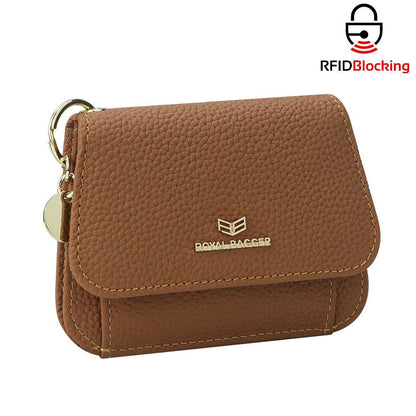 2443 Leather RFID Keychain Wallet: Brown