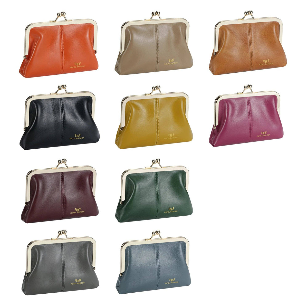 4120 Leather RFID Kiss-Lock Wallet: Black