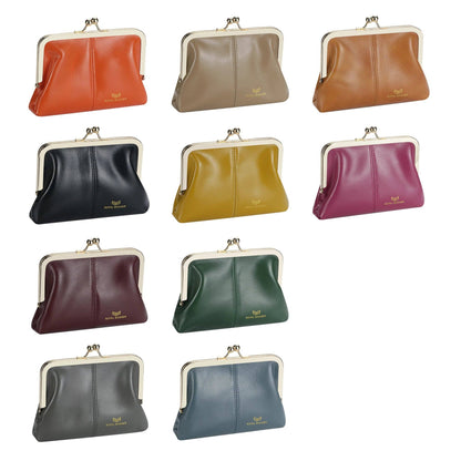 4120 Leather RFID Kiss-Lock Wallet: Black