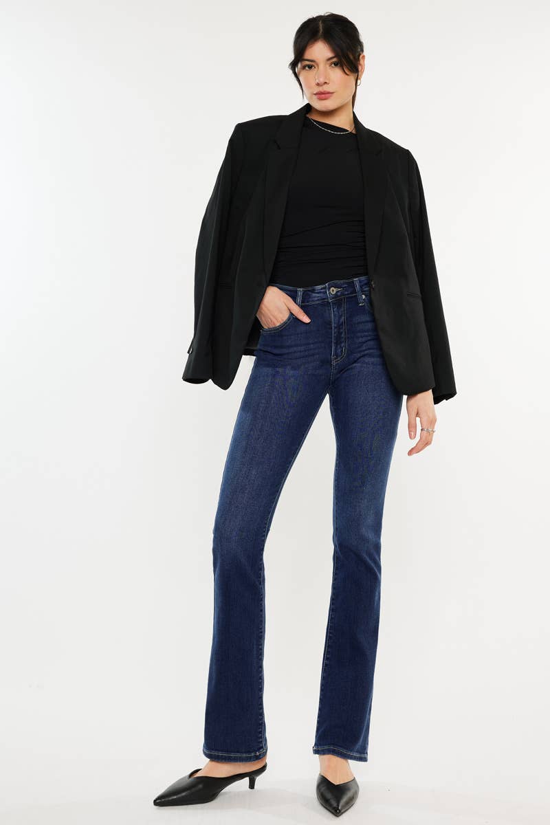 OPEN PACK HIGH RISE BOOTCUT JEANS-KC20004D: DARK / 0/23