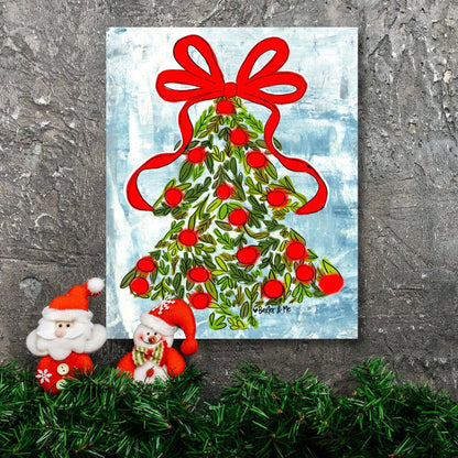 Holly Berry Christmas Tree Wrapped Canvas: 12" x 24" Baxter &amp; Me
