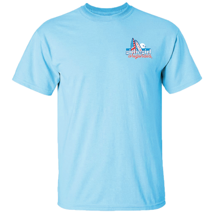 2749 Gulf of America Summer Beach Short Sleeve Graphic Tee: Sky / Adult Small