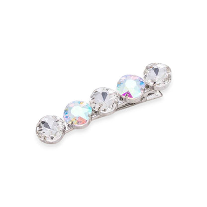 Round Crystal Alligator Hair Clip: Rhodium/AB