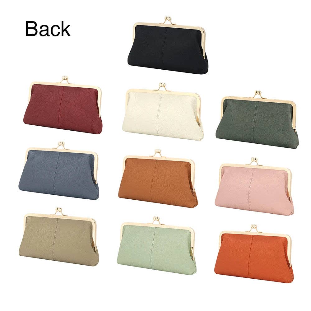1468 Leather RFID Kiss-Lock Wallet: Coffee