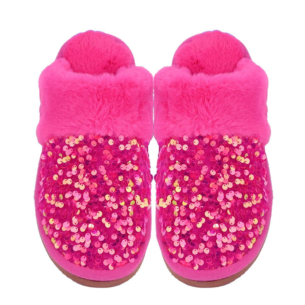 Sequin Faux Fur C.C Slippers SPE0012: White / SM/MD