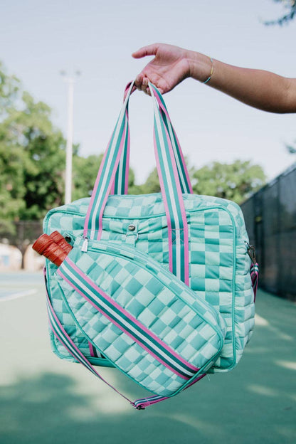 Teal Checkerprint Pickleball Duffle Bag: Teal