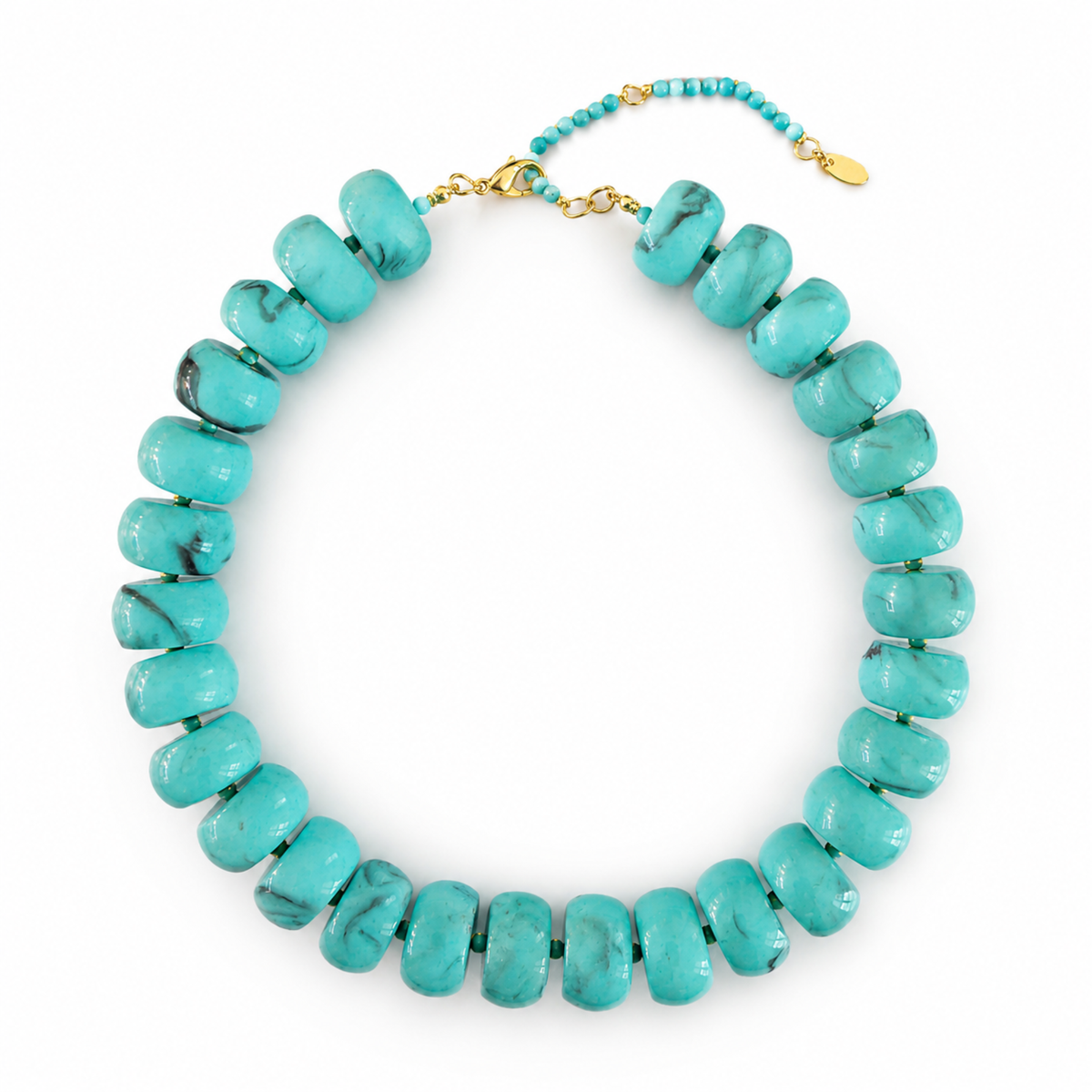 Chunky Resin &amp; Natural Stone Bead Necklace: Red Jasper Glow