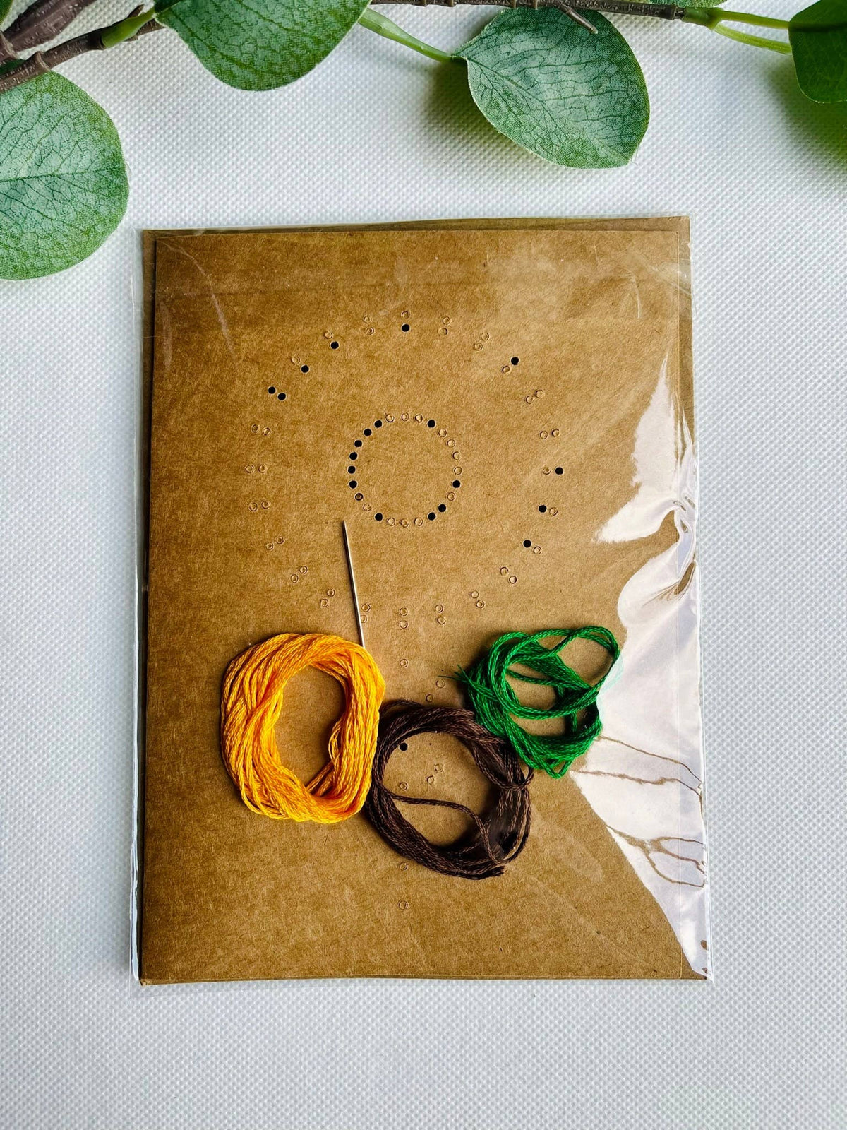 Sunflower DIY Embroidery Greeting Card Kit for Beg