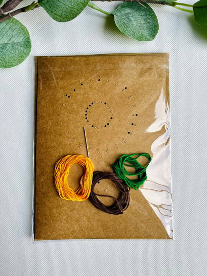 Sunflower DIY Embroidery Greeting Card Kit for Beg