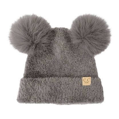 BABY C.C Chenille Double Pom Beanie for Kids: Hot Pink