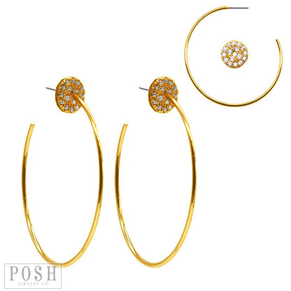 Hoop earring with CZ circle: Gold
