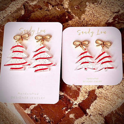 Christmas Cake Festive Acrylic Earrings: Small 1.25&quot;