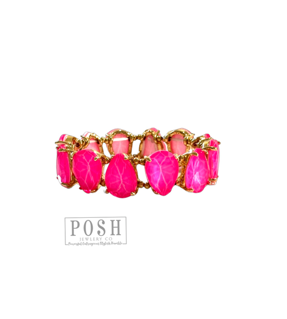 Neon teardrop bracelet: Fuschia