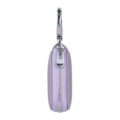 2901 Leather Earphone Pouch with Keychain: Light Grey