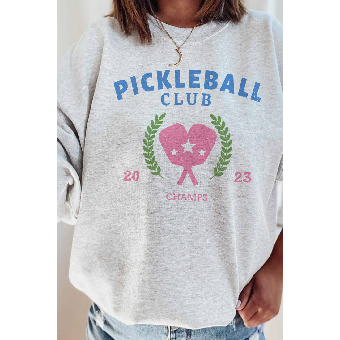 PICKLEBALL CLUB Graphic Sweatshirt: ASH / L