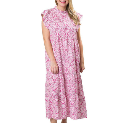 Laura Dress: Navy and Pink Diamond / Small