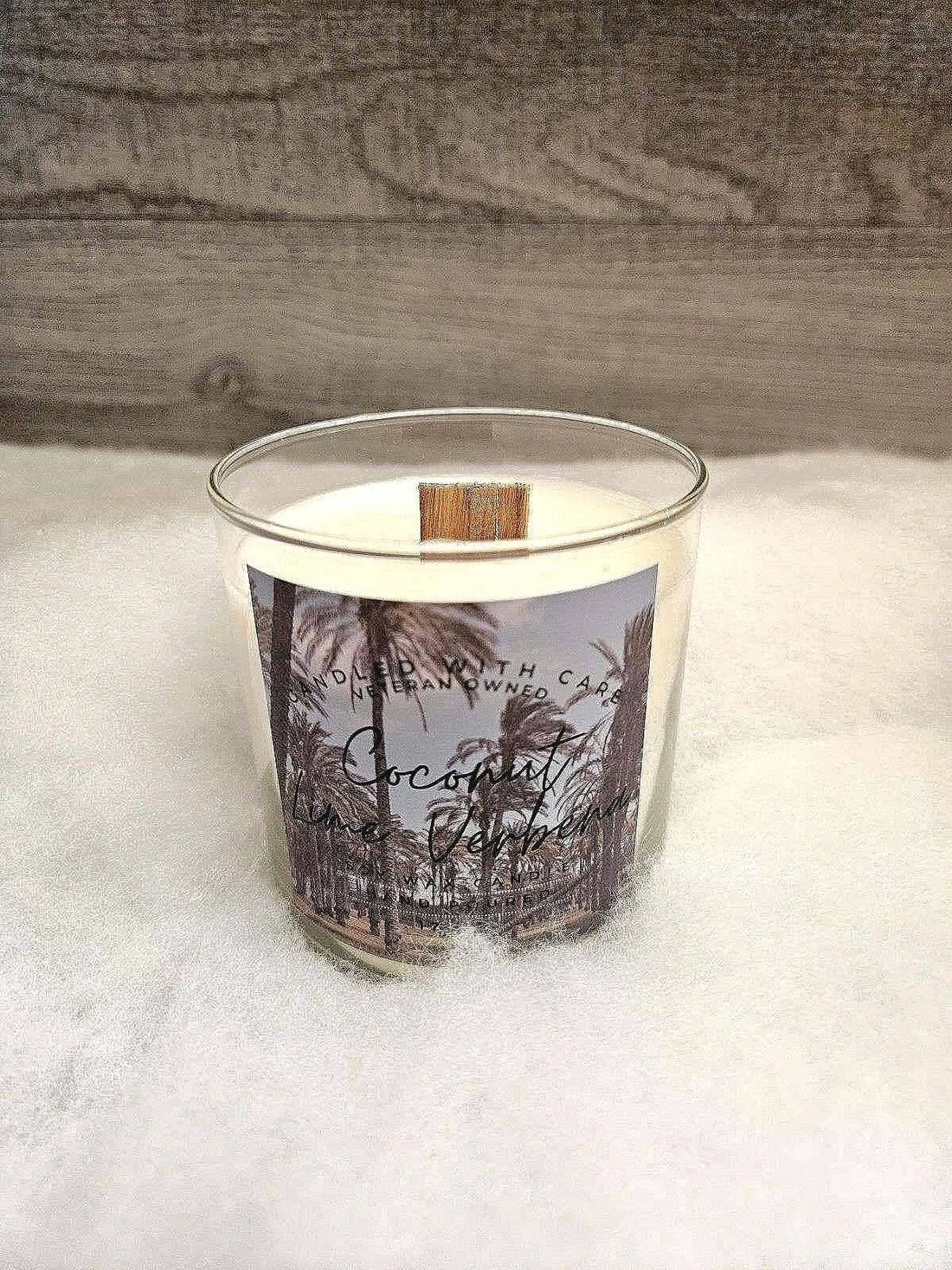 Coconut Lime Verbena Soy Wax Candle with Wood Wick: 12 oz.