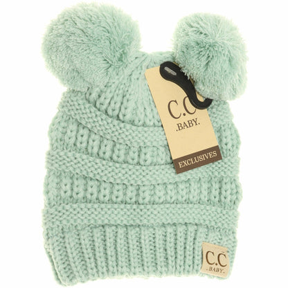 BABY Solid Double Pom CC Beanie BABY23POMPOM: Pale Blue
