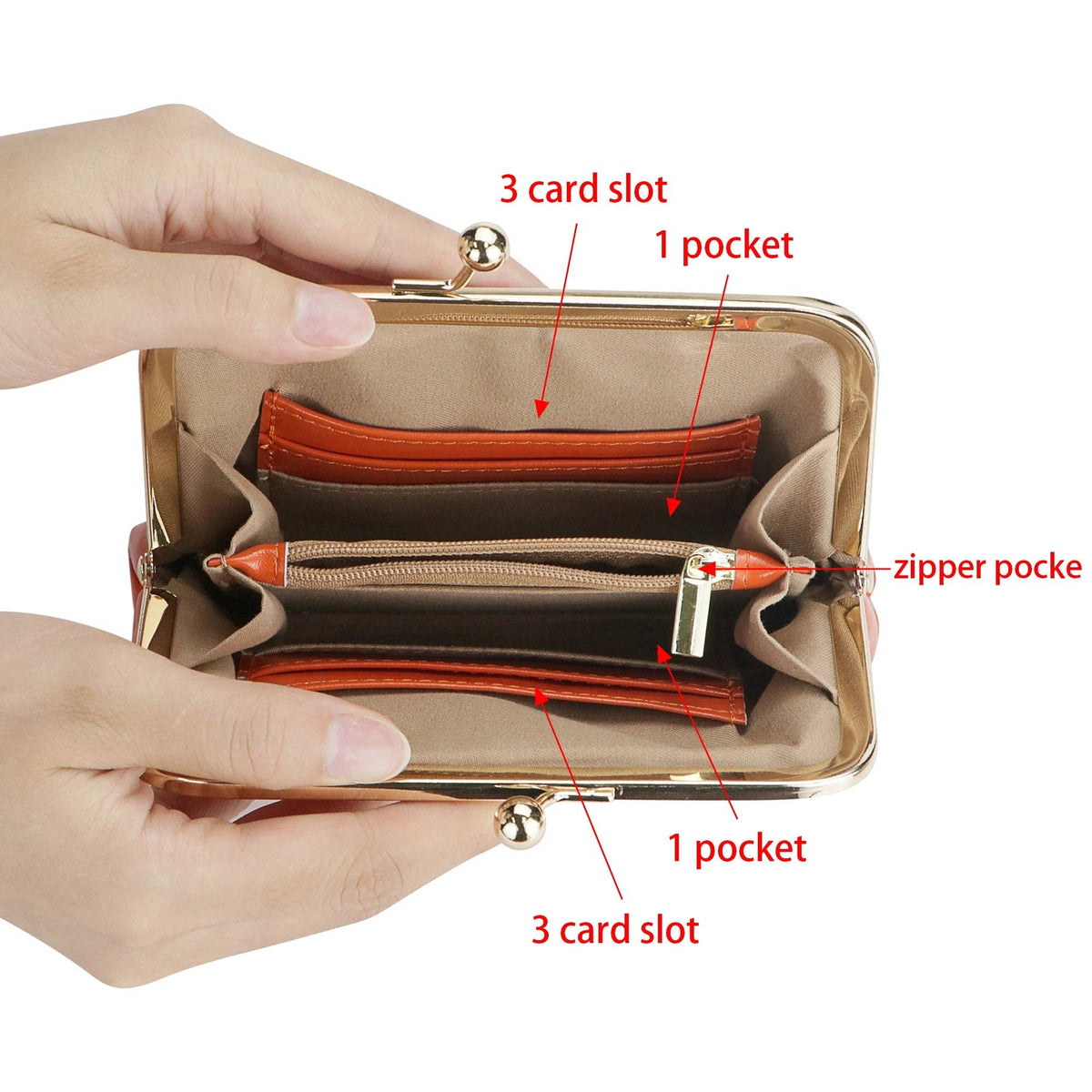 Real Leather RFID Kiss-Lock Wallet: Rose