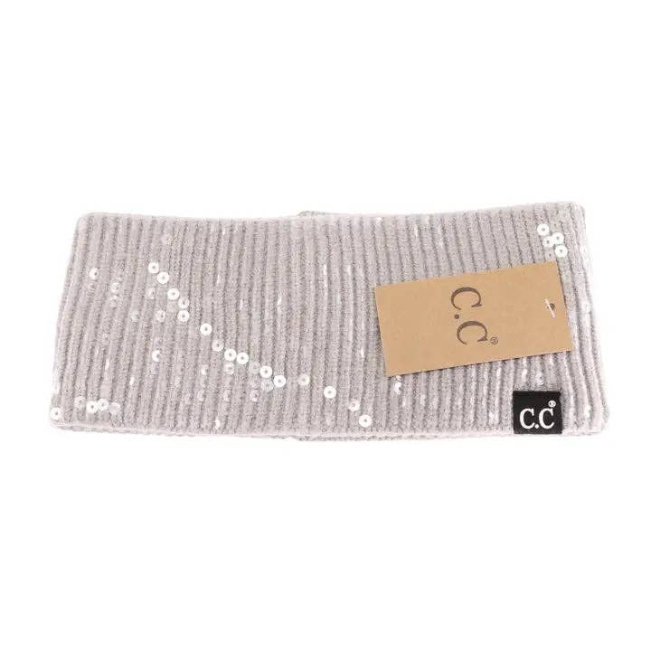 Allover Clear Sequin Head Wrap HWC0044: Chocolate
