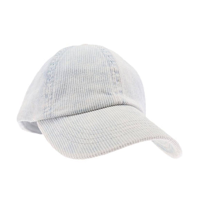 Stonewashed Corduroy Criss Cross High Pony C.C Ball Cap: Pale Blue