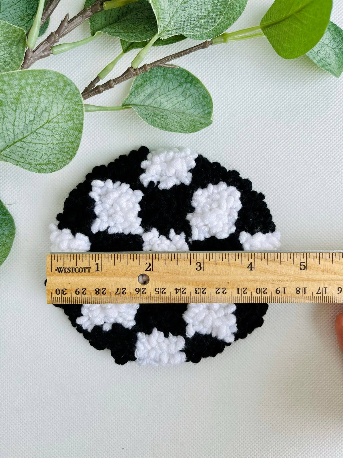 Black &amp; White Checkered Punch Needle Mug Rug Kit