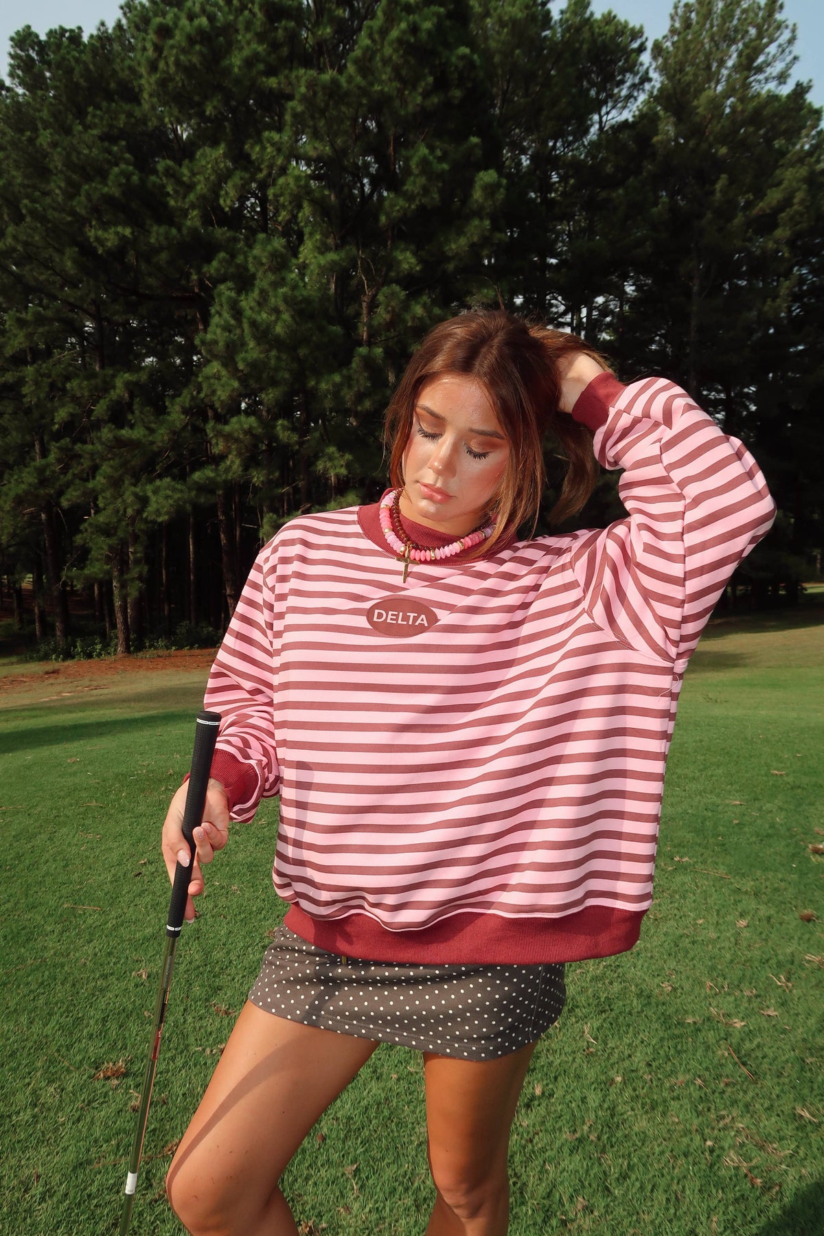 Delta Stripe Mockneck Sweatshirt: L/XL