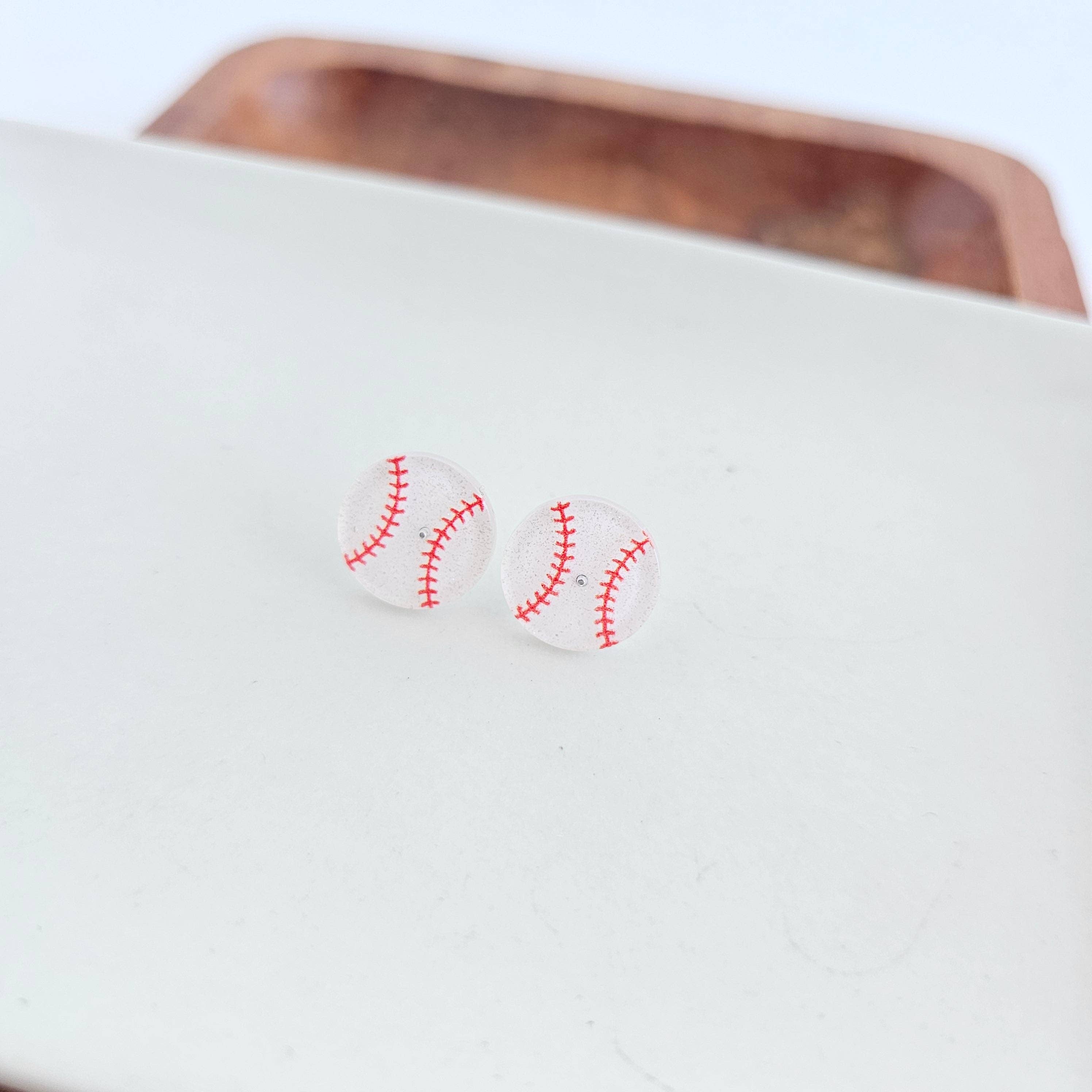Glitter Baseball Studs // Game Day Earrings