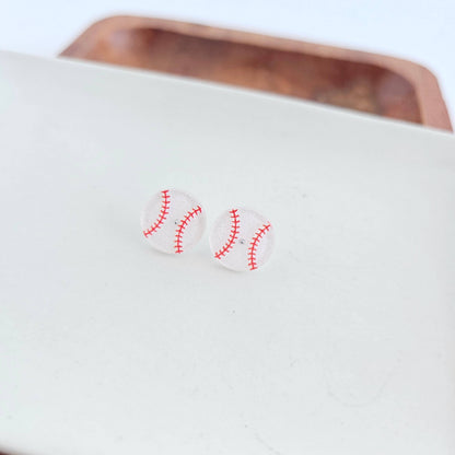 Glitter Baseball Studs // Game Day Earrings