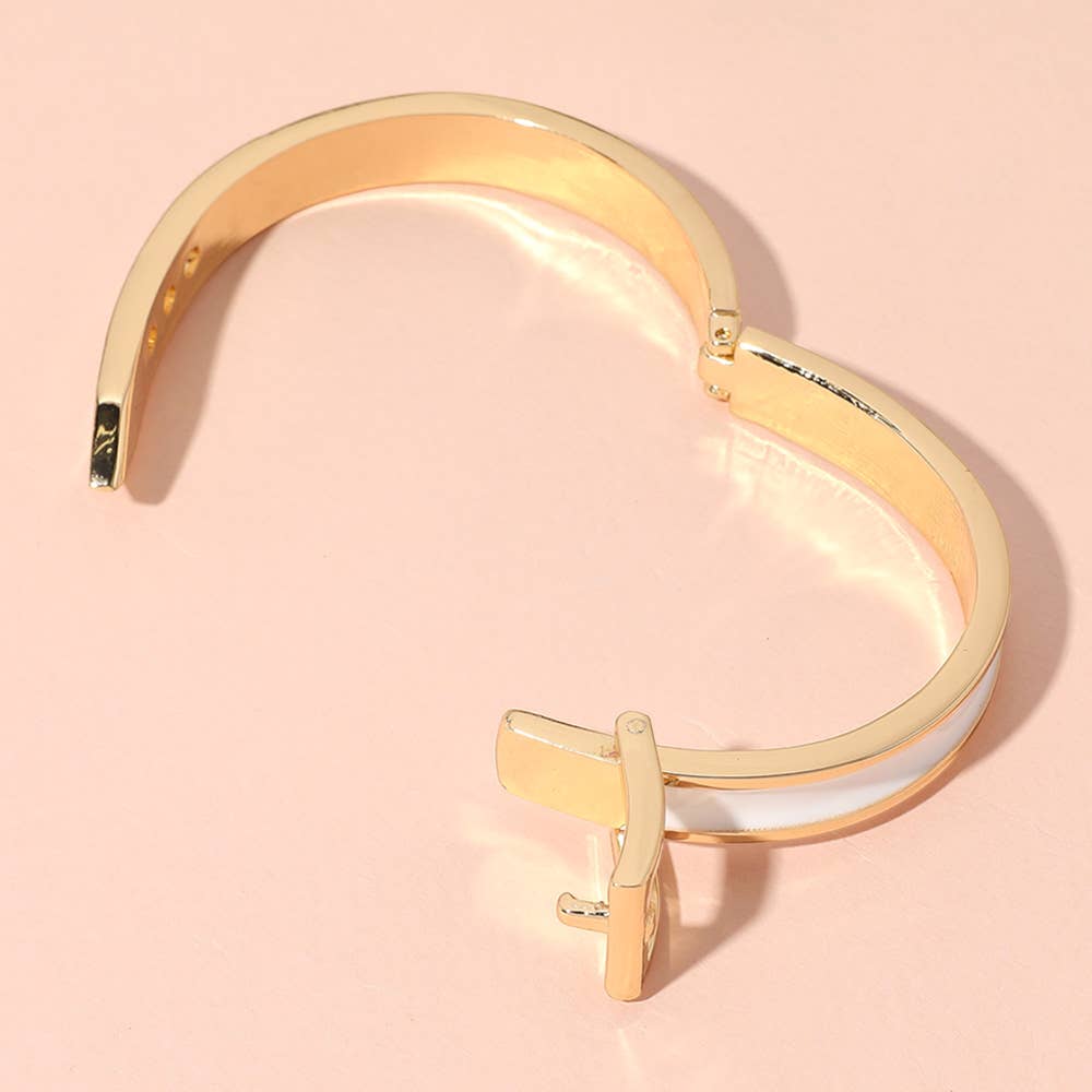 Gold Plated Enamel Belt Hinged Bangle Bracelet
: Pink