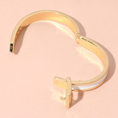 Gold Plated Enamel Belt Hinged Bangle Bracelet
: Pink