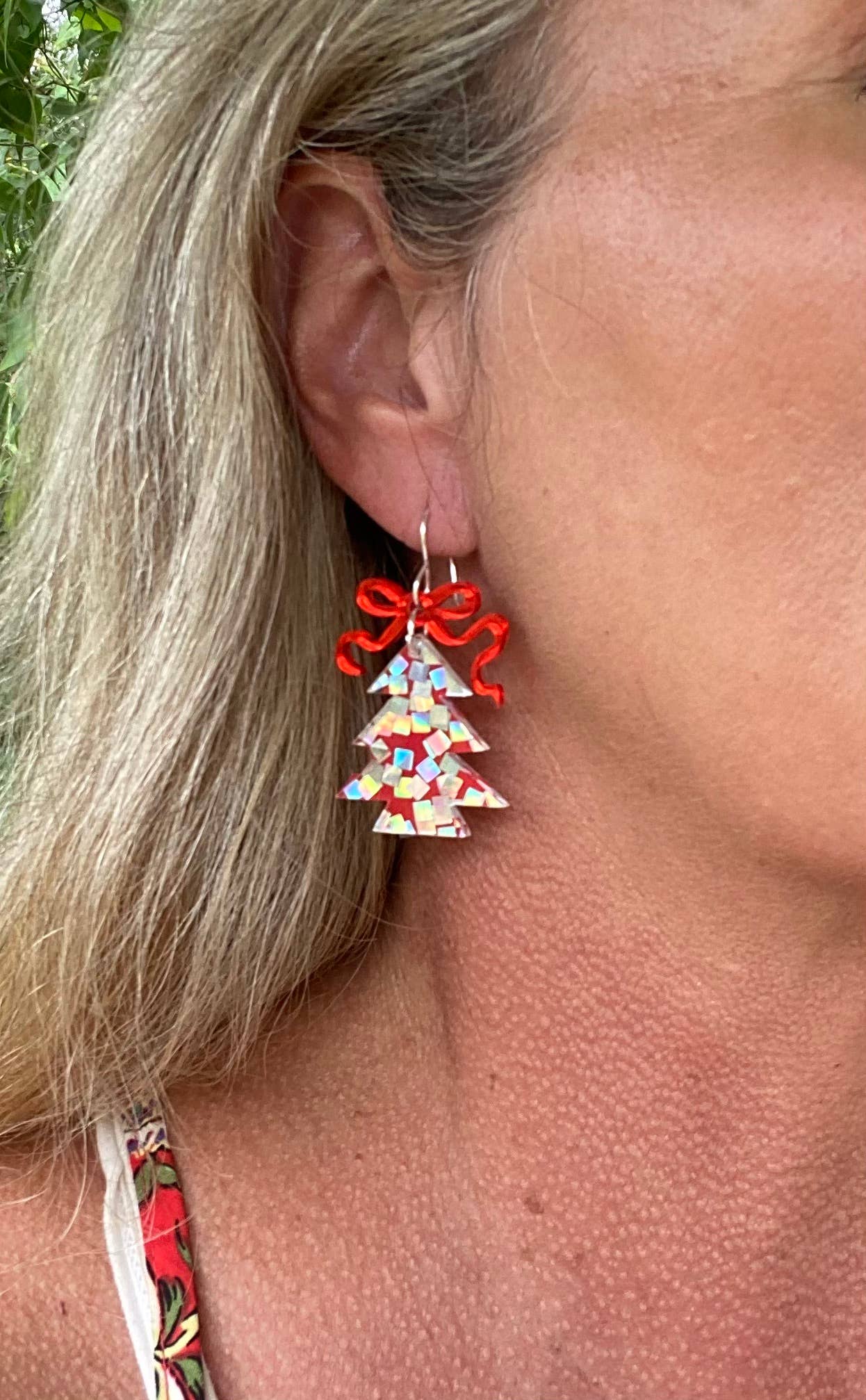 Merry Confetti Tree Earrings Christmas- Green Pixie Dust 