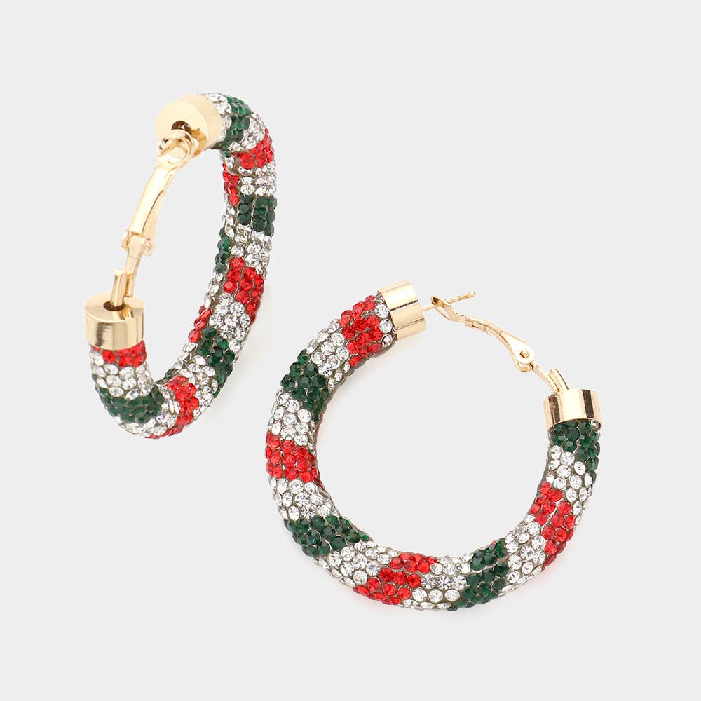 Rhinestone Pave Hoop Earrings
: Christmas