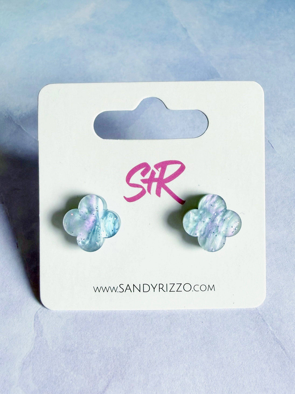 Petite Blue Unicorn Quatrefoil Stud