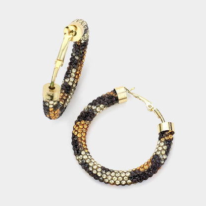 Rhinestone Pave Hoop Earrings
: Jet Bd