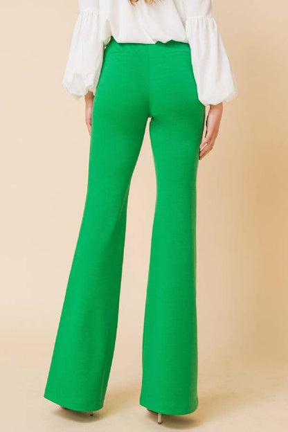 Hight-rise flare pants: GREEN by Flying Tomato