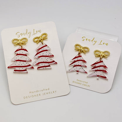 Christmas Cake Festive Acrylic Earrings: Small 1.25&quot;