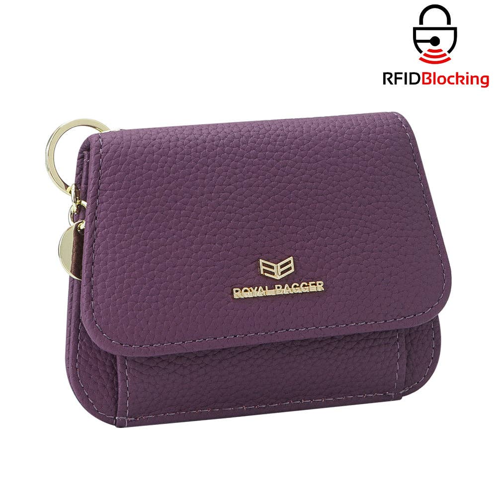 2443 Leather RFID Keychain Wallet: Black