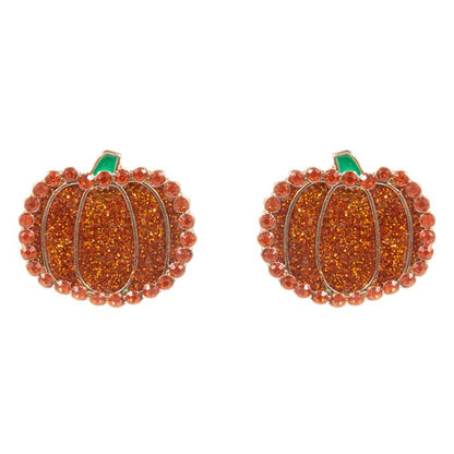 Glitter Pumpkin Stud Earrings
