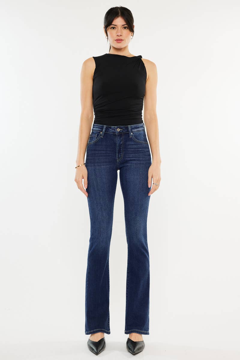 OPEN PACK HIGH RISE BOOTCUT JEANS-KC20004D: DARK / 9/28