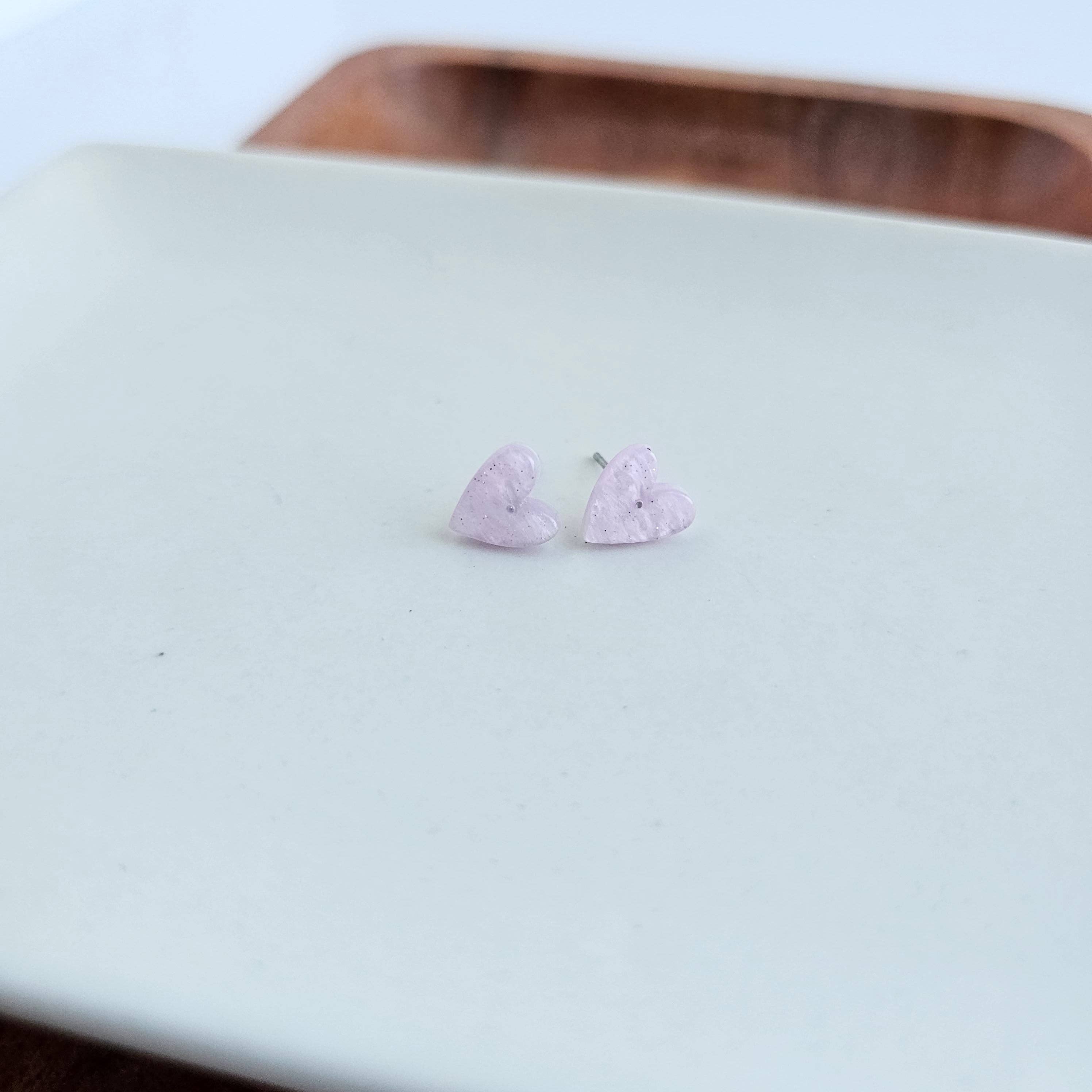 Hand Drawn Heart Studs - Lavender Purple // Jewelry, Earrings, Valentine