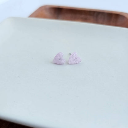 Hand Drawn Heart Studs - Lavender Purple // Jewelry, Earrings, Valentine
