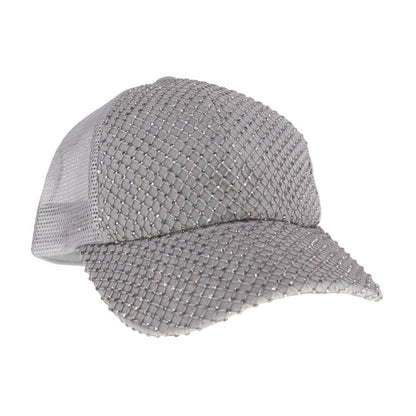 Rhinestone Adorned C.C Ball Cap BAB8040: Clear