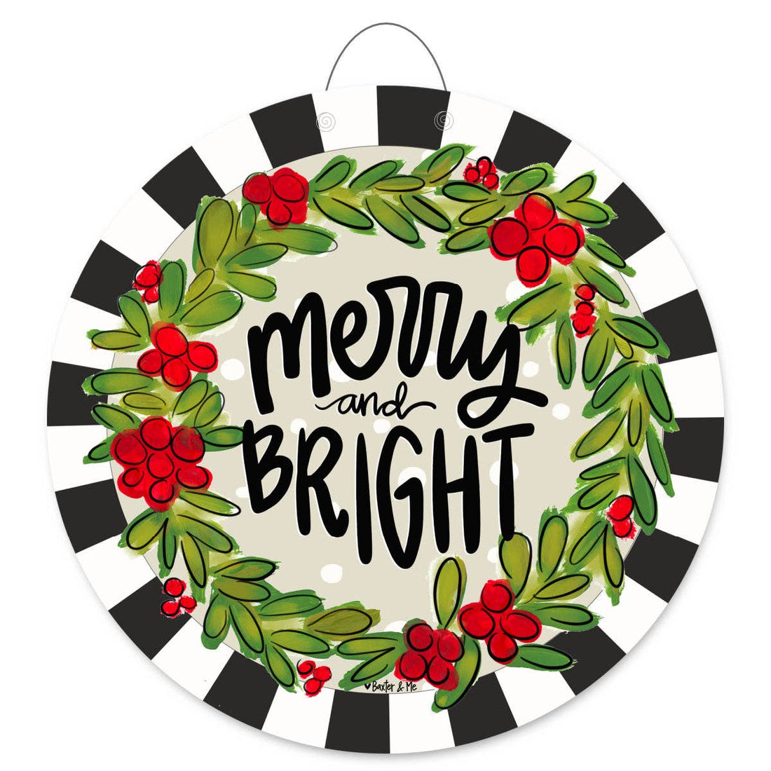 Merry &amp; Bright Wreath Door Hanger