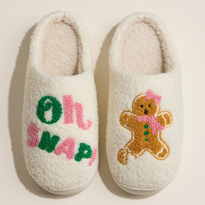 Oh Snap! Gingerbread Holiday Slippers: IV / S(38-39)