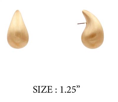 Matte Gold Post Teardrop 1.25" Drop Earring