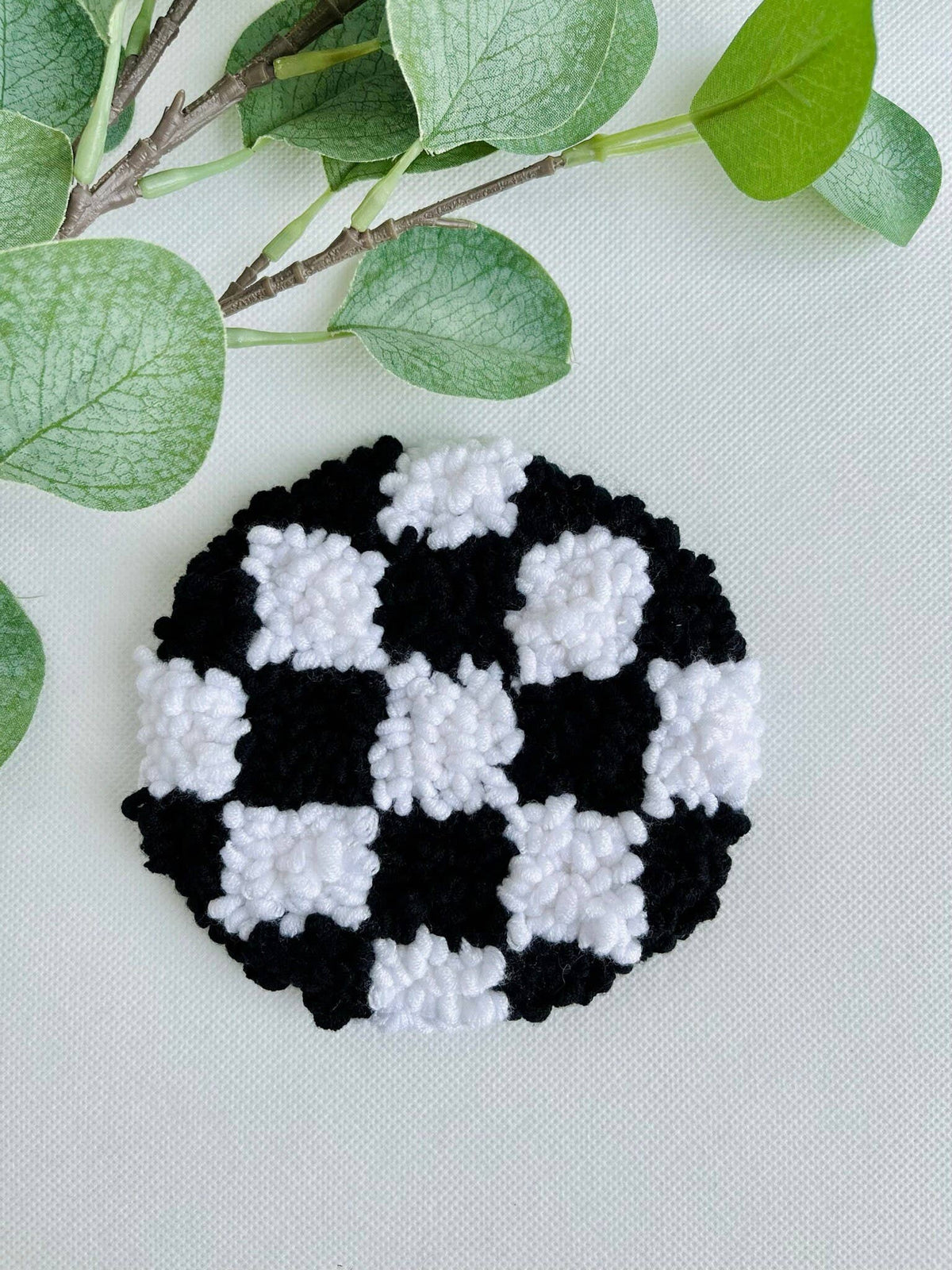 Black &amp; White Checkered Punch Needle Mug Rug Kit