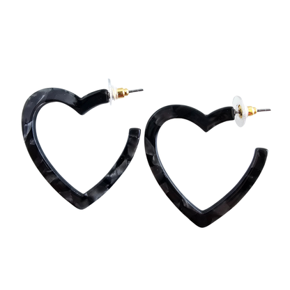 Heart Hoops - Black // Valentine&