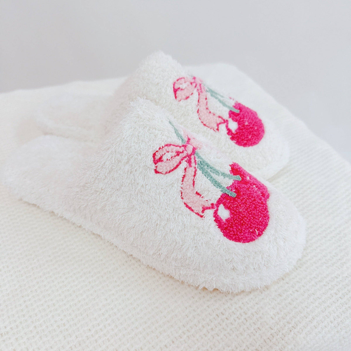 Cherry Bow Coziest Lounge Slippers: S/M