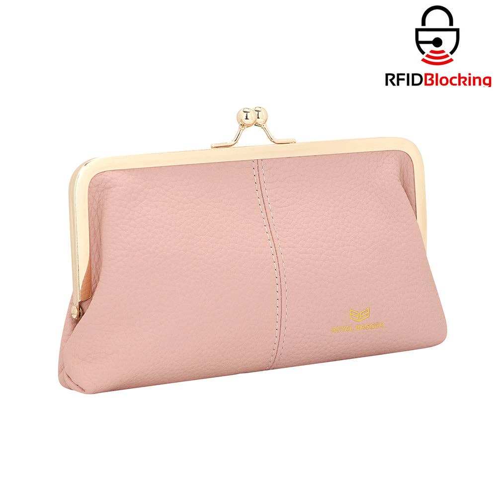1468 Leather RFID Kiss-Lock Wallet: Coffee